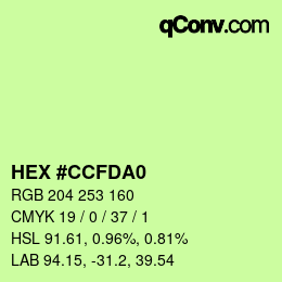カラーコード: HEX #CCFDA0 | qconv.com