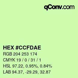 Color code: HEX #CCFDAE | qconv.com