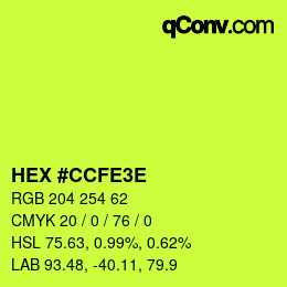 Color code: HEX #CCFE3E | qconv.com