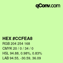 カラーコード: HEX #CCFEA8 | qconv.com