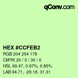 Color code: HEX #CCFEB2 | qconv.com