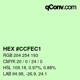 Color code: HEX #CCFEC1 | qconv.com