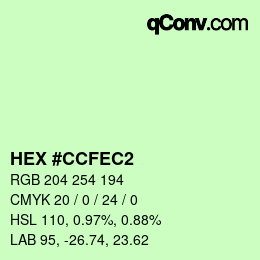 カラーコード: HEX #CCFEC2 | qconv.com