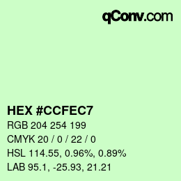 Color code: HEX #CCFEC7 | qconv.com