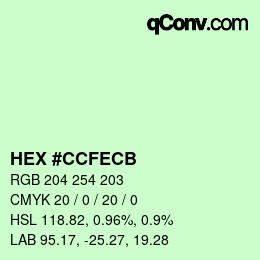 カラーコード: HEX #CCFECB | qconv.com