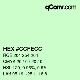 Color code: HEX #CCFECC | qconv.com