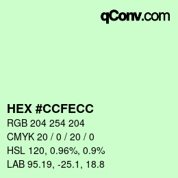 カラーコード: HEX #CCFECC | qconv.com