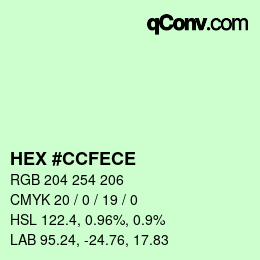 Código de color: HEX #CCFECE | qconv.com