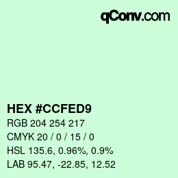 Color code: HEX #CCFED9 | qconv.com