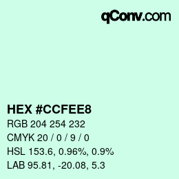 Color code: HEX #CCFEE8 | qconv.com