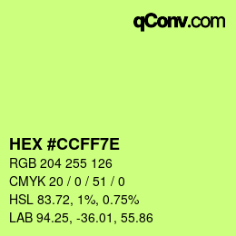 Color code: HEX #CCFF7E | qconv.com