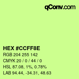 Color code: HEX #CCFF8E | qconv.com