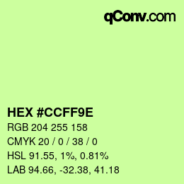 Color code: HEX #CCFF9E | qconv.com