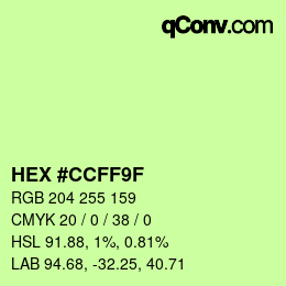 Color code: HEX #CCFF9F | qconv.com