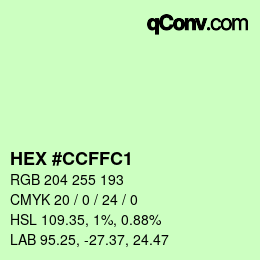 カラーコード: HEX #CCFFC1 | qconv.com