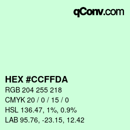 Color code: HEX #CCFFDA | qconv.com