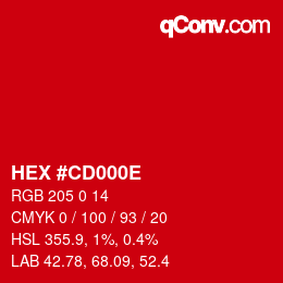 Color code: HEX #CD000E | qconv.com