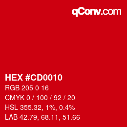 カラーコード: HEX #CD0010 | qconv.com