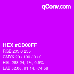 Color code: HEX #CD00FF | qconv.com