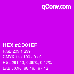 Color code: HEX #CD01EF | qconv.com