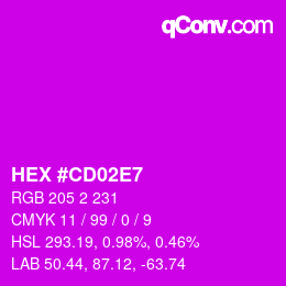 Color code: HEX #CD02E7 | qconv.com