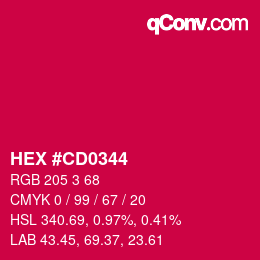 Color code: HEX #CD0344 | qconv.com