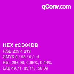 カラーコード: HEX #CD04DB | qconv.com