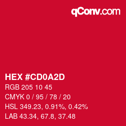 颜色代码: HEX #CD0A2D | qconv.com