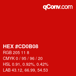 Color code: HEX #CD0B08 | qconv.com