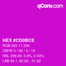 カラーコード: HEX #CD0BCE | qconv.com