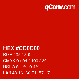 Color code: HEX #CD0D00 | qconv.com