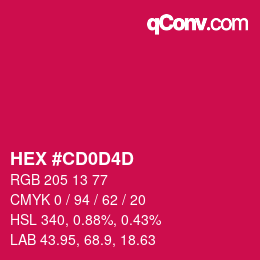 カラーコード: HEX #CD0D4D | qconv.com