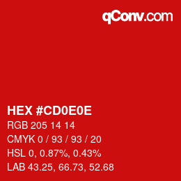 Color code: HEX #CD0E0E | qconv.com