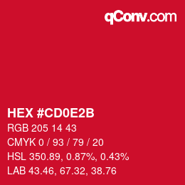 颜色代码: HEX #CD0E2B | qconv.com