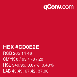 カラーコード: HEX #CD0E2E | qconv.com