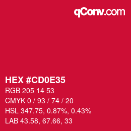 Color code: HEX #CD0E35 | qconv.com