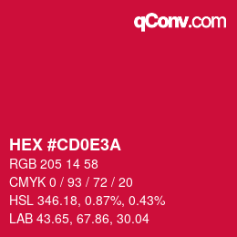 Color code: HEX #CD0E3A | qconv.com