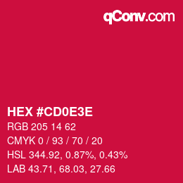 Farbcode: HEX #CD0E3E | qconv.com