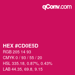 カラーコード: HEX #CD0E5D | qconv.com