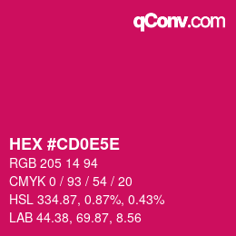 カラーコード: HEX #CD0E5E | qconv.com