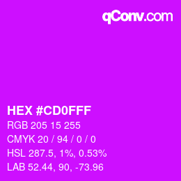 颜色代码: HEX #CD0FFF | qconv.com