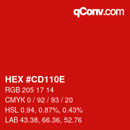 Color code: HEX #CD110E | qconv.com