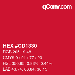 Color code: HEX #CD1330 | qconv.com