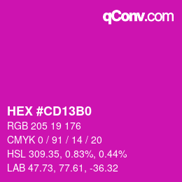 Color code: HEX #CD13B0 | qconv.com