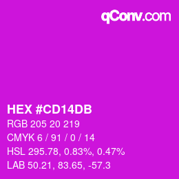 颜色代码: HEX #CD14DB | qconv.com