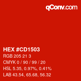 Color code: HEX #CD1503 | qconv.com