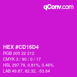 颜色代码: HEX #CD16D4 | qconv.com
