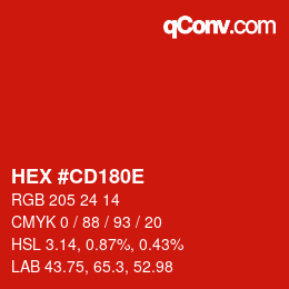 Color code: HEX #CD180E | qconv.com