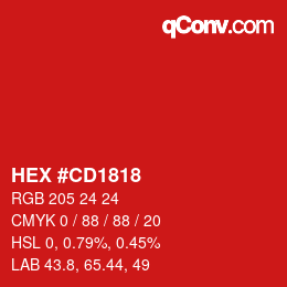 Color code: HEX #CD1818 | qconv.com