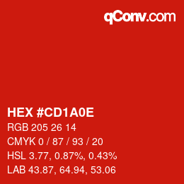 Color code: HEX #CD1A0E | qconv.com
